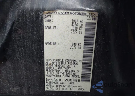 2018 Nissan Altima 2.5 Sv из США, поврежденный, VIN 1N4AL3AP0JC200486